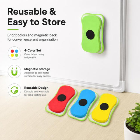 4 PCS/Pack Removable Water-Soluble Chalk Magnetic Eraser