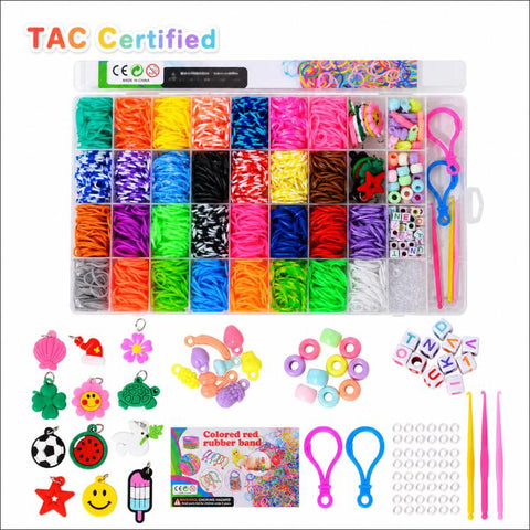 1600 PCS/Box 36-grid Rainbow Rubber Bands DIY Craft Bracelet Making Kit, 1600 PCS/Box 36-grid