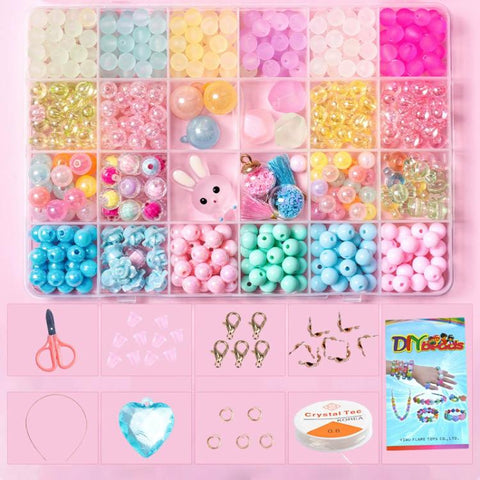 24-grid Children DIY Beaded Bracelet Kit, 24-grid (Energetic Girl), 24-grid (Crystal Rabbit), 24-grid (Dazzling Beads), 24-grid (Candy Bunny)