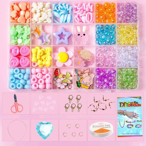 24-grid Children DIY Beaded Bracelet Kit, 24-grid (Energetic Girl), 24-grid (Crystal Rabbit), 24-grid (Dazzling Beads), 24-grid (Candy Bunny)