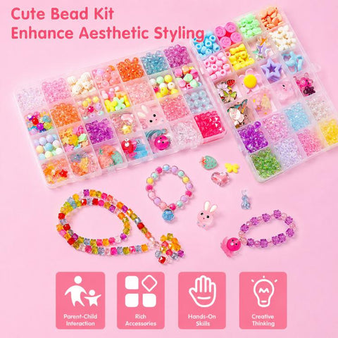 24-grid Children DIY Beaded Bracelet Kit, 24-grid (Energetic Girl), 24-grid (Crystal Rabbit), 24-grid (Dazzling Beads), 24-grid (Candy Bunny)