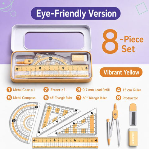8PCS / Set Compass and Ruler Set For Students