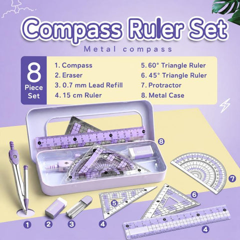 8PCS / Set Compass and Ruler Set For Students