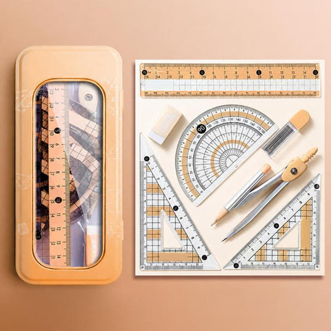 8PCS / Set Anti-myopia Compass and Ruler Set For Students