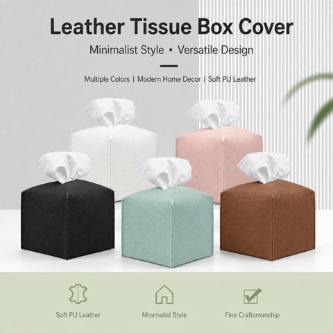 Dustproof PU Leather Tissue Storage Box, Square, Oblong