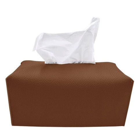 Dustproof PU Leather Tissue Storage Box, Square, Oblong