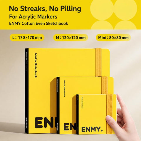 ENMY Even Color Square Sketchbook for Acrylic Markers, S-80 x 80mm, M-120 x 120mm, L-170 x 170mm