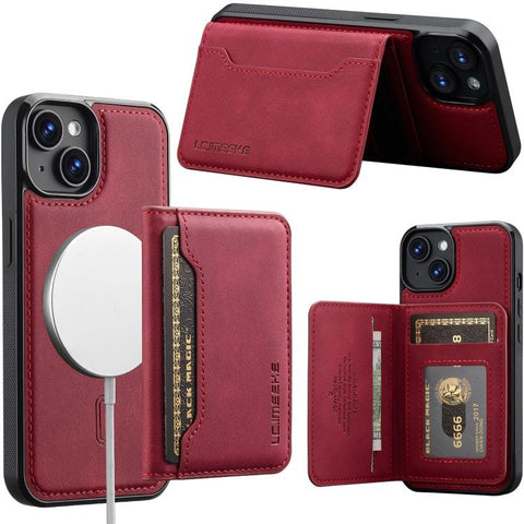 LC.IMEEKE L7 Series RFID Card Bag Magnetic Phone Case, For iPhone 16, For iPhone 15 Pro Max, For iPhone 15 Pro, For iPhone 15 Plus / 14 Plus, For iPhone 15, For iPhone 14 / 13, For iPhone 14 Pro, For iPhone 14 Pro Max
