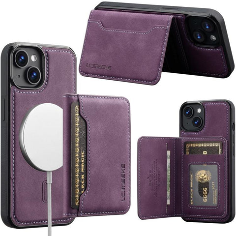 LC.IMEEKE L7 Series RFID Card Bag Magnetic Phone Case, For iPhone 16, For iPhone 15 Pro Max, For iPhone 15 Pro, For iPhone 15 Plus / 14 Plus, For iPhone 15, For iPhone 14 / 13, For iPhone 14 Pro, For iPhone 14 Pro Max