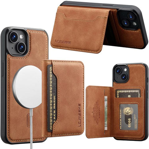 LC.IMEEKE L7 Series RFID Card Bag Magnetic Phone Case, For iPhone 16, For iPhone 15 Pro Max, For iPhone 15 Pro, For iPhone 15 Plus / 14 Plus, For iPhone 15, For iPhone 14 / 13, For iPhone 14 Pro, For iPhone 14 Pro Max