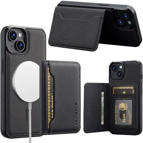 LC.IMEEKE L7 Series RFID Card Bag Magnetic Phone Case, For iPhone 16, For iPhone 15 Pro Max, For iPhone 15 Pro, For iPhone 15 Plus / 14 Plus, For iPhone 15, For iPhone 14 / 13, For iPhone 14 Pro, For iPhone 14 Pro Max