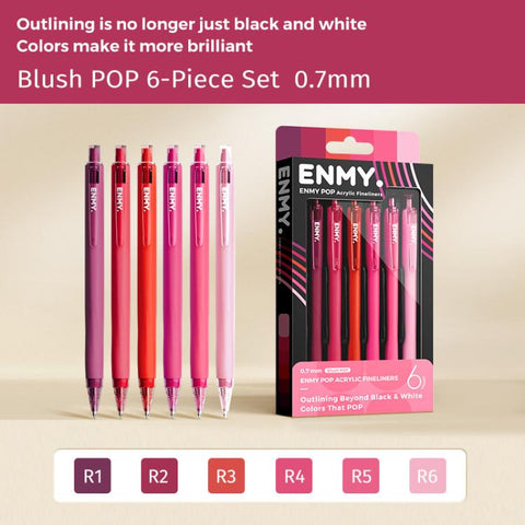 ENMY 6 PCS/Box POP Acrylic Fineliners Washable Colored Gel Pen