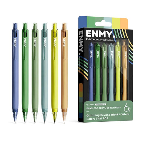 ENMY 6 PCS/Box POP Acrylic Fineliners Washable Colored Gel Pen