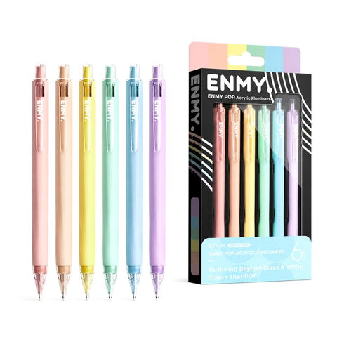 ENMY 6 PCS/Box POP Acrylic Fineliners Washable Colored Gel Pen