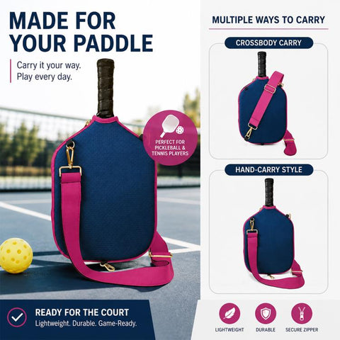 Neoprene Pickleball Paddle Cover Waterproof Single-Shoulder Bag