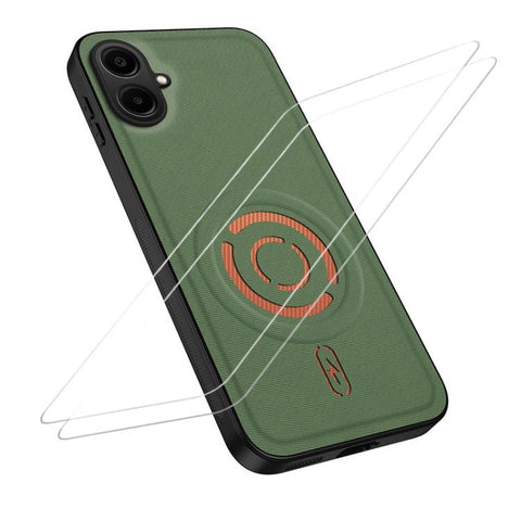 WANLONFENG Tech Fabric Texture Magnetic Phone Case with 2pcs Screen Films, For Galaxy A16 5G / 4G, For Galaxy A06 4G, For Galaxy A55 5G, For Galaxy A54 5G