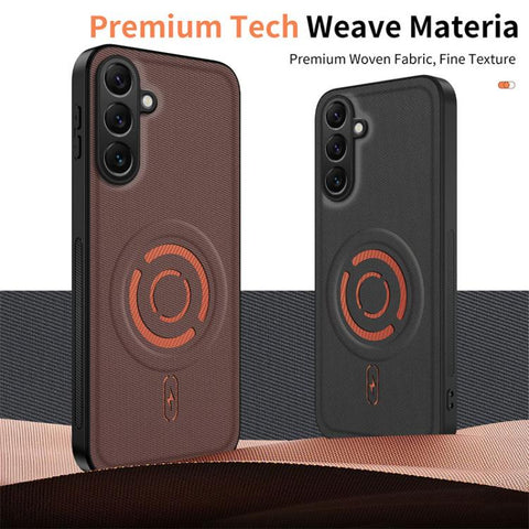 WANLONFENG Tech Fabric Texture Magnetic Phone Case with 2pcs Screen Films, For Galaxy A16 5G / 4G, For Galaxy A06 4G, For Galaxy A55 5G, For Galaxy A54 5G