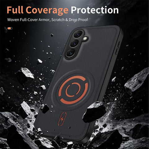 WANLONFENG Tech Fabric Texture Magnetic Phone Case with 2pcs Screen Films, For Galaxy A16 5G / 4G, For Galaxy A06 4G, For Galaxy A55 5G, For Galaxy A54 5G