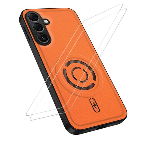WANLONFENG Tech Fabric Texture Magnetic Phone Case with 2pcs Screen Films, For Galaxy A16 5G / 4G, For Galaxy A06 4G, For Galaxy A55 5G, For Galaxy A54 5G