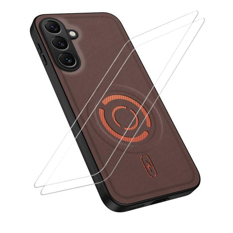WANLONFENG Tech Fabric Texture Magnetic Phone Case with 2pcs Screen Films, For Galaxy A16 5G / 4G, For Galaxy A06 4G, For Galaxy A55 5G, For Galaxy A54 5G