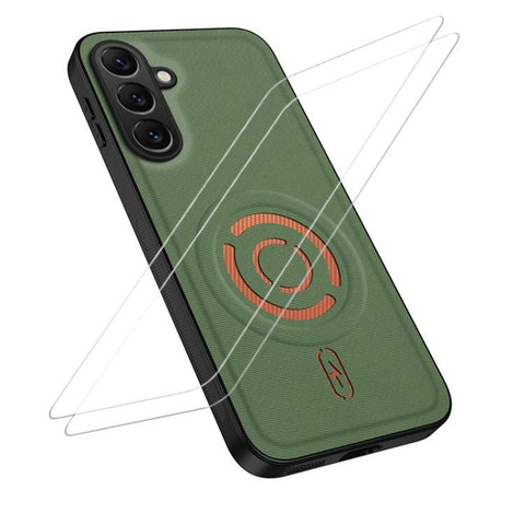 WANLONFENG Tech Fabric Texture Magnetic Phone Case with 2pcs Screen Films, For Galaxy A16 5G / 4G, For Galaxy A06 4G, For Galaxy A55 5G, For Galaxy A54 5G
