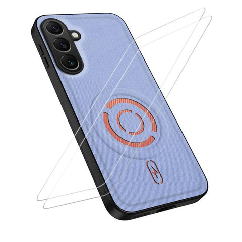 WANLONFENG Tech Fabric Texture Magnetic Phone Case with 2pcs Screen Films, For Galaxy A16 5G / 4G, For Galaxy A06 4G, For Galaxy A55 5G, For Galaxy A54 5G