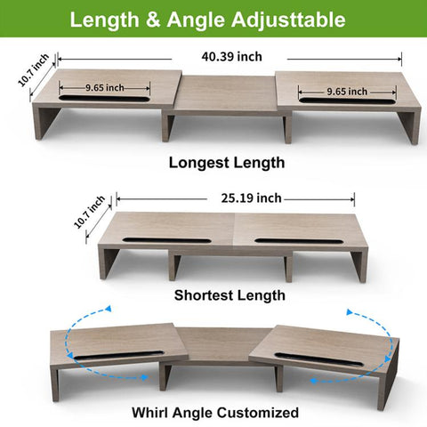 Adjustable Wooden Rotating Monitor Stand