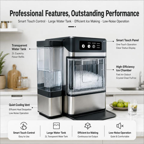 Commercial Household Fully Automatic Intelligent Ice Maker, US Plug, UK Plug, EU Plug