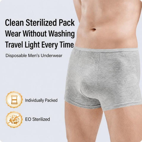 5 PCS/Pack Men Disposable Boxer Briefs Sterilized Single-Use Underwears, L, XL, XXL, XXXL, XXXXL