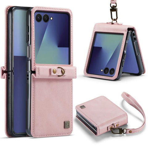 AutSpace A01 Retro Skin-feel Crazy Horse RFID Leather Phone Case, For Galaxy Z Flip8 5G, For Galaxy Z Flip7 5G