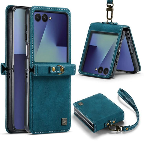 AutSpace A01 Retro Skin-feel Crazy Horse RFID Leather Phone Case, For Galaxy Z Flip8 5G, For Galaxy Z Flip7 5G