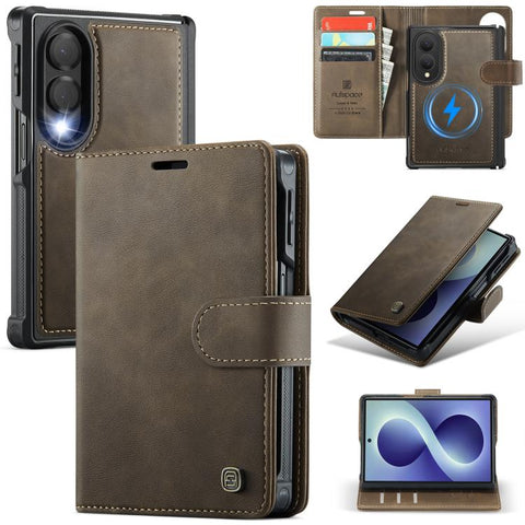 AutSpace A05 2 in 1 Retro Calf Texture MagSafe Magnetic Phone Case, For Galaxy Z Fold8 5G, For Galaxy Z Fold8 Ultra 5G