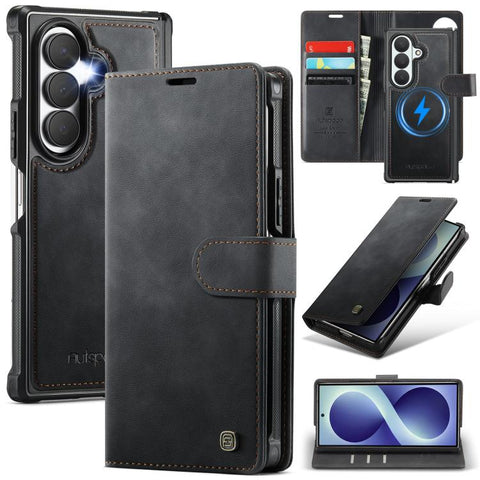 AutSpace A05 2 in 1 Retro Calf Texture MagSafe Magnetic Phone Case, For Galaxy Z Fold8 5G, For Galaxy Z Fold8 Ultra 5G
