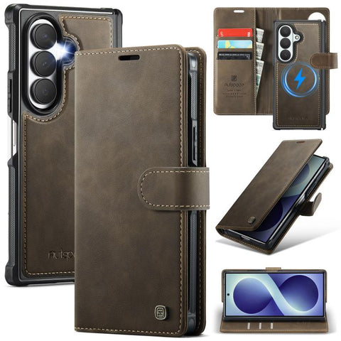 AutSpace A05 2 in 1 Retro Calf Texture MagSafe Magnetic Phone Case, For Galaxy Z Fold8 5G, For Galaxy Z Fold8 Ultra 5G