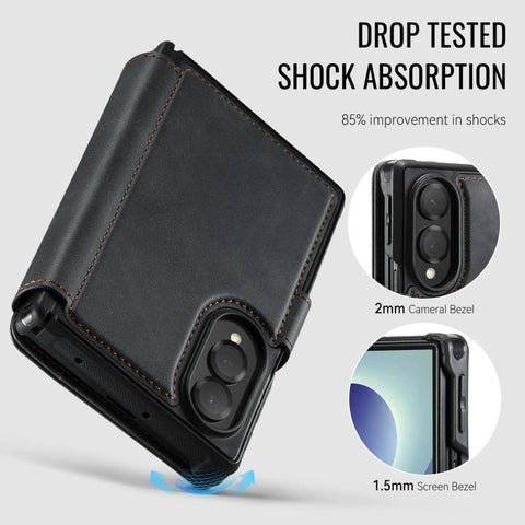 AutSpace A15 Retro Magnetic Clasp Vegan Leather Phone Case, For Galaxy Z Fold8 5G, For Galaxy Z Fold8 Ultra 5G