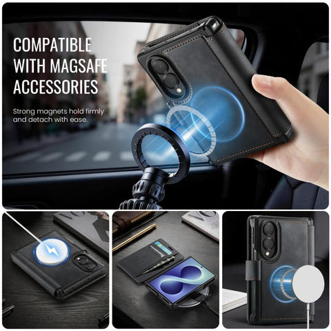 AutSpace A15 Retro Magnetic Clasp Vegan Leather Phone Case, For Galaxy Z Fold8 5G, For Galaxy Z Fold8 Ultra 5G