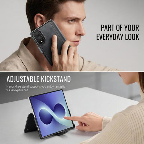 AutSpace A15 Retro Magnetic Clasp Vegan Leather Phone Case, For Galaxy Z Fold8 5G, For Galaxy Z Fold8 Ultra 5G