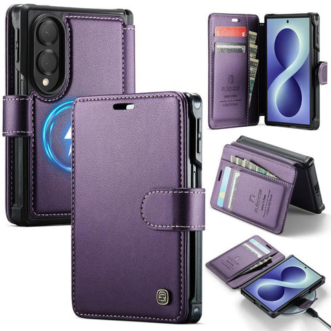 AutSpace A15 Retro Magnetic Clasp Vegan Leather Phone Case, For Galaxy Z Fold8 5G, For Galaxy Z Fold8 Ultra 5G