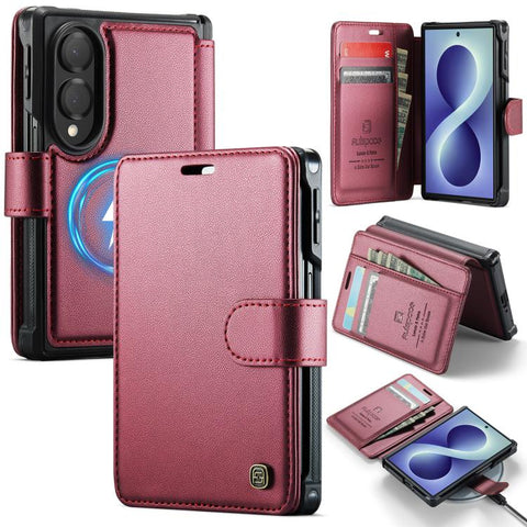 AutSpace A15 Retro Magnetic Clasp Vegan Leather Phone Case, For Galaxy Z Fold8 5G, For Galaxy Z Fold8 Ultra 5G