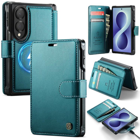 AutSpace A15 Retro Magnetic Clasp Vegan Leather Phone Case, For Galaxy Z Fold8 5G, For Galaxy Z Fold8 Ultra 5G
