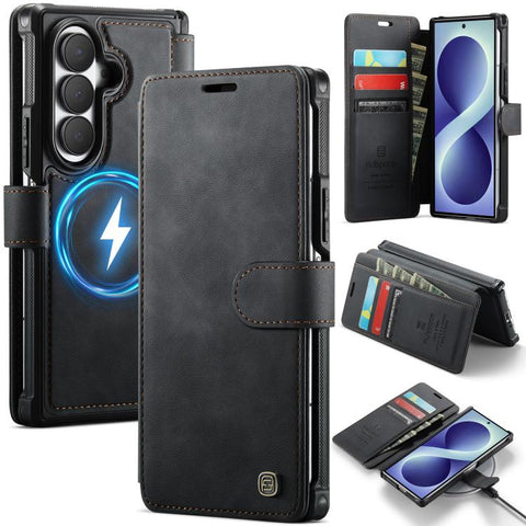 AutSpace A15 Retro Magnetic Clasp Vegan Leather Phone Case, For Galaxy Z Fold8 5G, For Galaxy Z Fold8 Ultra 5G