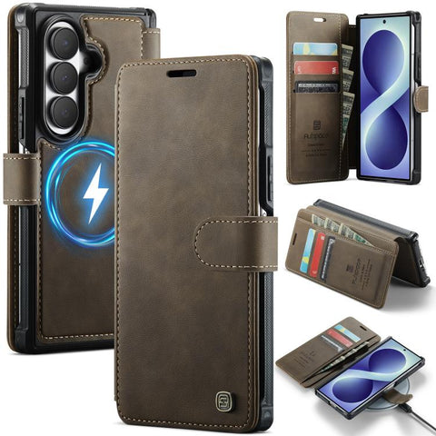 AutSpace A15 Retro Magnetic Clasp Vegan Leather Phone Case, For Galaxy Z Fold8 5G, For Galaxy Z Fold8 Ultra 5G