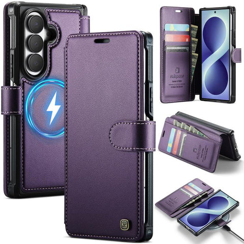 AutSpace A15 Retro Magnetic Clasp Vegan Leather Phone Case, For Galaxy Z Fold8 5G, For Galaxy Z Fold8 Ultra 5G