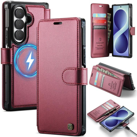 AutSpace A15 Retro Magnetic Clasp Vegan Leather Phone Case, For Galaxy Z Fold8 5G, For Galaxy Z Fold8 Ultra 5G