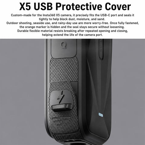 USB Charging Port Side Cover Silicone Battery Cover, For Insta360 X5