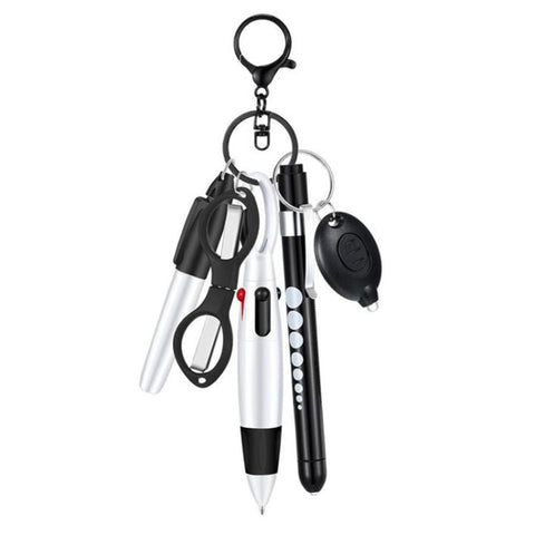 Multifunctional Nurse Ballpoint Pen Set with Flashlight Foldable Scissors Keychain