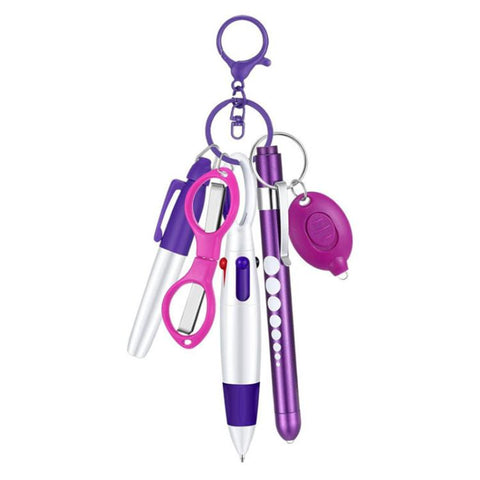 Multifunctional Nurse Ballpoint Pen Set with Flashlight Foldable Scissors Keychain