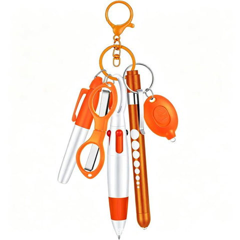 Multifunctional Nurse Ballpoint Pen Set with Flashlight Foldable Scissors Keychain