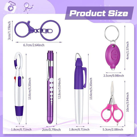 Multifunctional Nurse Ballpoint Pen Set with Flashlight Foldable Scissors Keychain