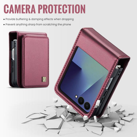 AutSpace A02 Double Magnetic Buckle RFID Card Bag Phone Case, For Galaxy Z Flip8 5G, For Galaxy Z Flip7 5G, For Galaxy Z Fold6 5G, For Galaxy Z Fold5 5G